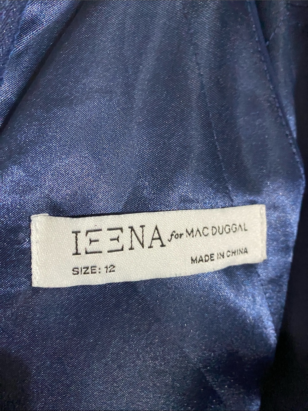 NWT Ieena for Mac Duggal Navy High Neck Chiffon Gown 55035 Size 12 - Picture 14 of 16